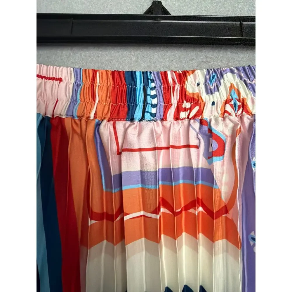 T Tahari Tile Print Skirt Pleated Pull-On Women's XL NEW